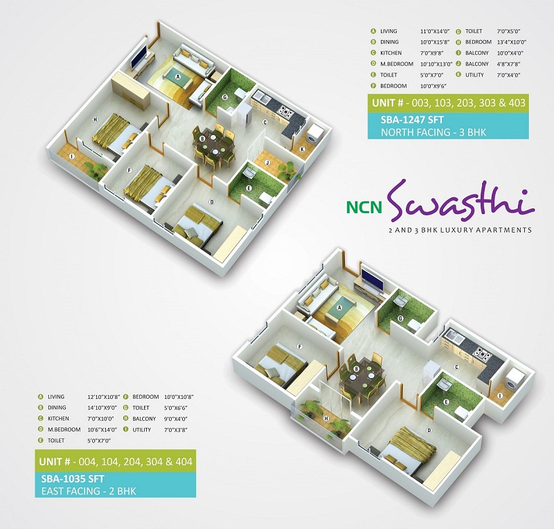 NCN Swasthi Floor Plans HRBR Layout, Bangalore