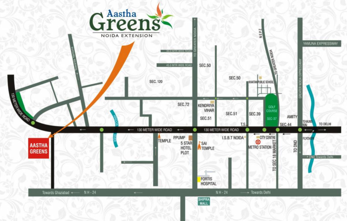 Aastha Greens Location Map Noida Extension, Greater Noida