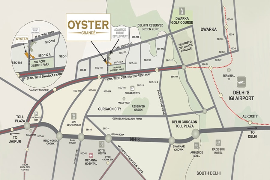 Adani Oyster Grande Location Map