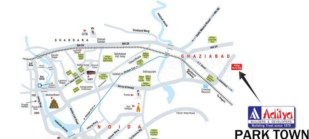 Aditya Park Town Location Map