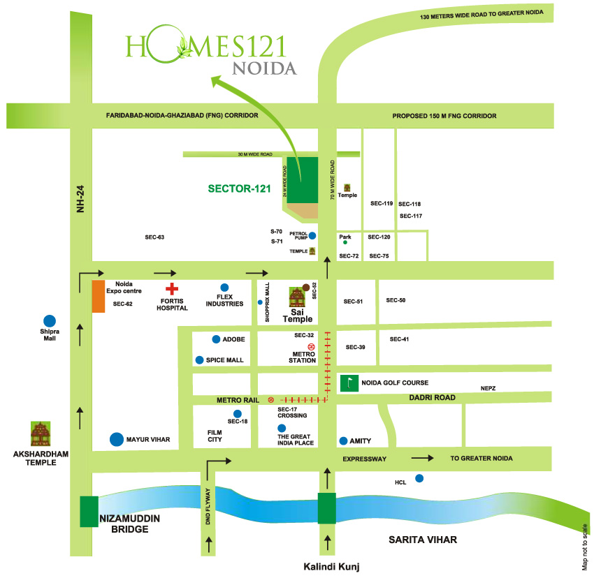 Ajnara Homes 121 Location Map