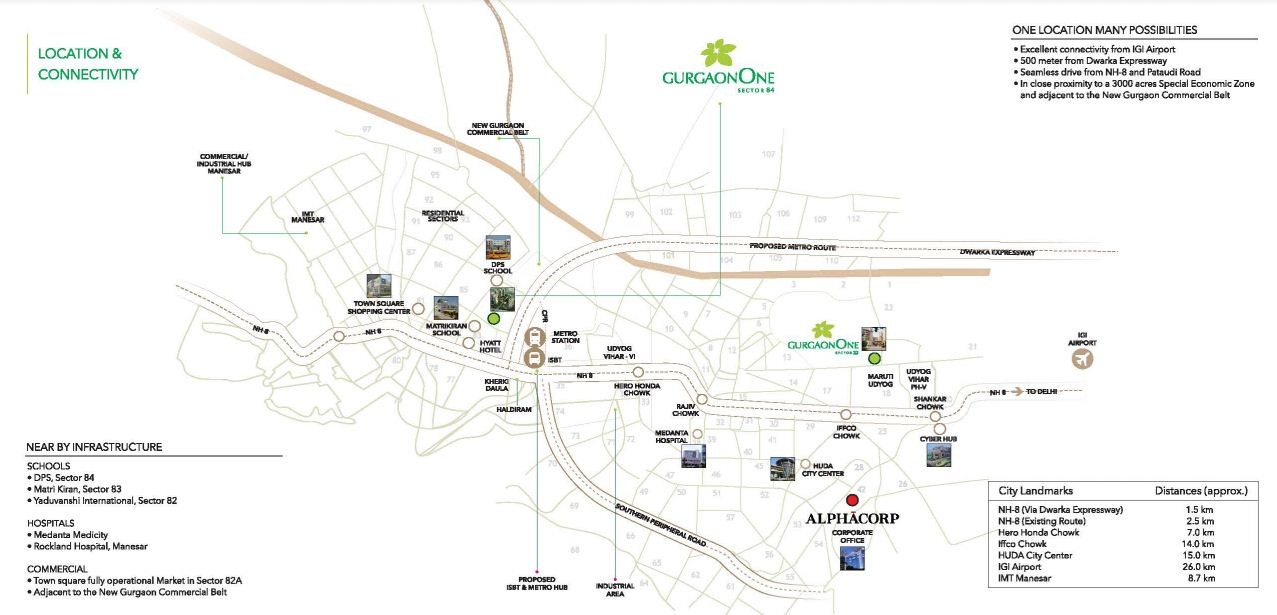 Alpha Gurgaon One 84 Location Map