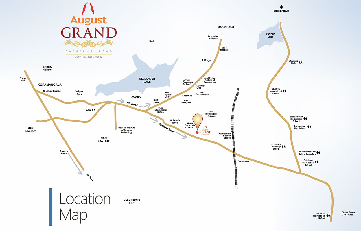 August Grand Location Map Sarjapur Road, Bangalore