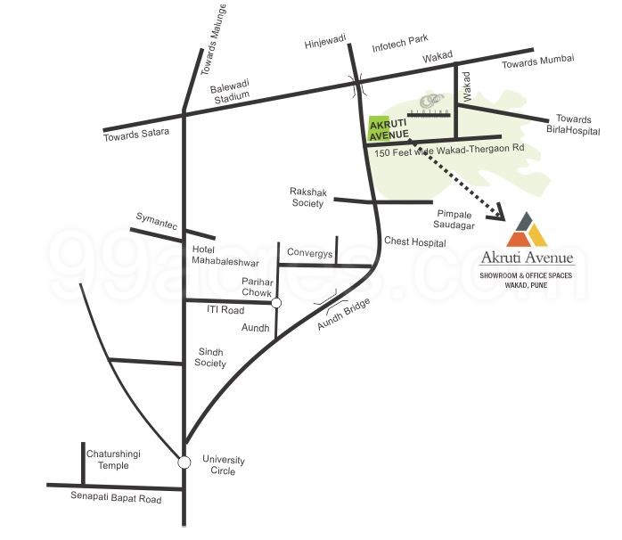 Aurum Akruti Avenues Location Map