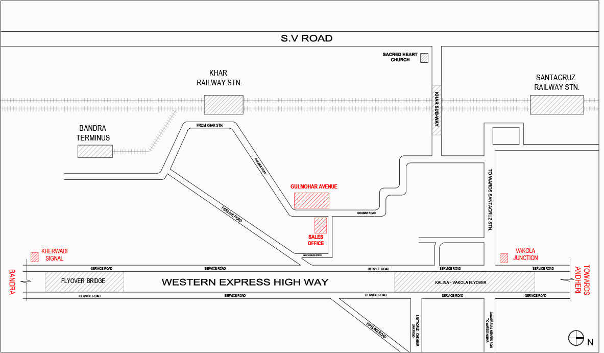Bandra North Gulmohar Avenue Location Map