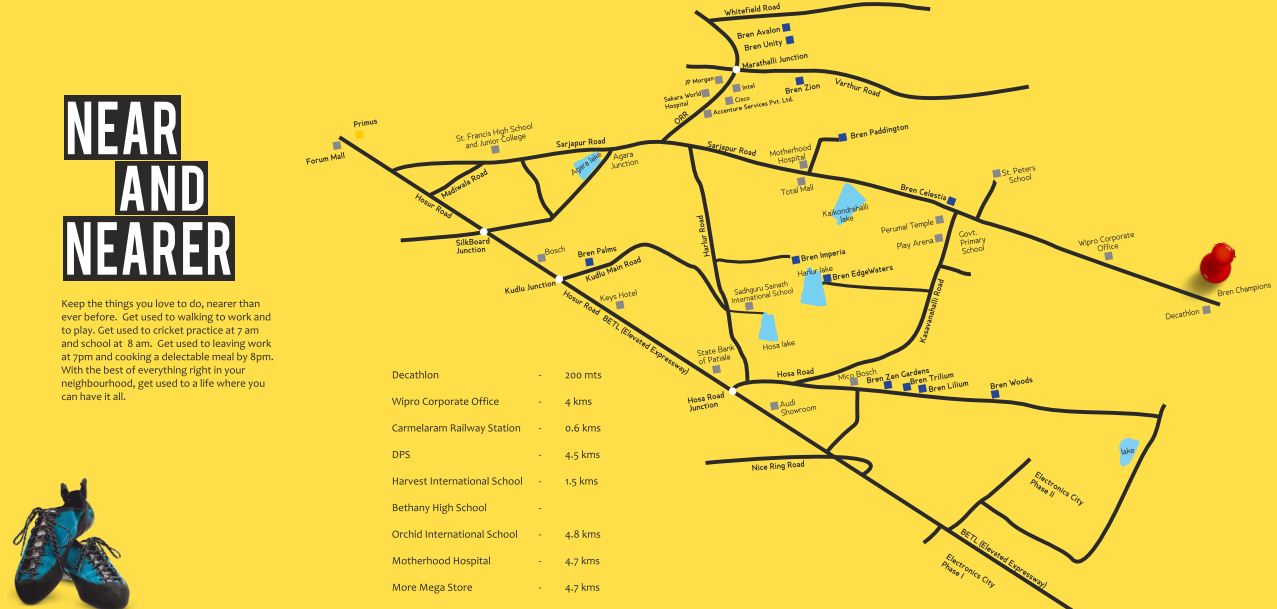 Bren Champions Square Location Map Sarjapur Road, Bangalore