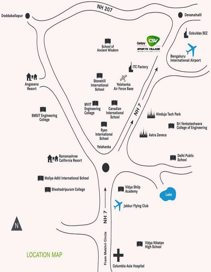 Century Sports Village Location Map Devanahalli, Bangalore