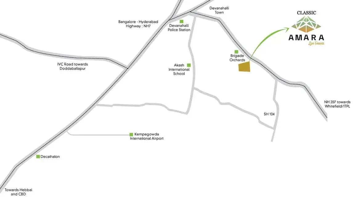 Classic Amara Location Map Devanahalli, Bangalore