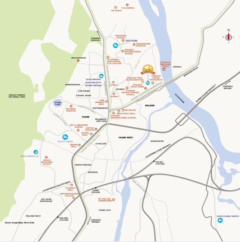 Dosti Westwood Location Map