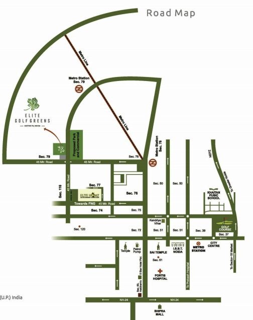 Elite Golf Greens Location Map Sector 79, Noida
