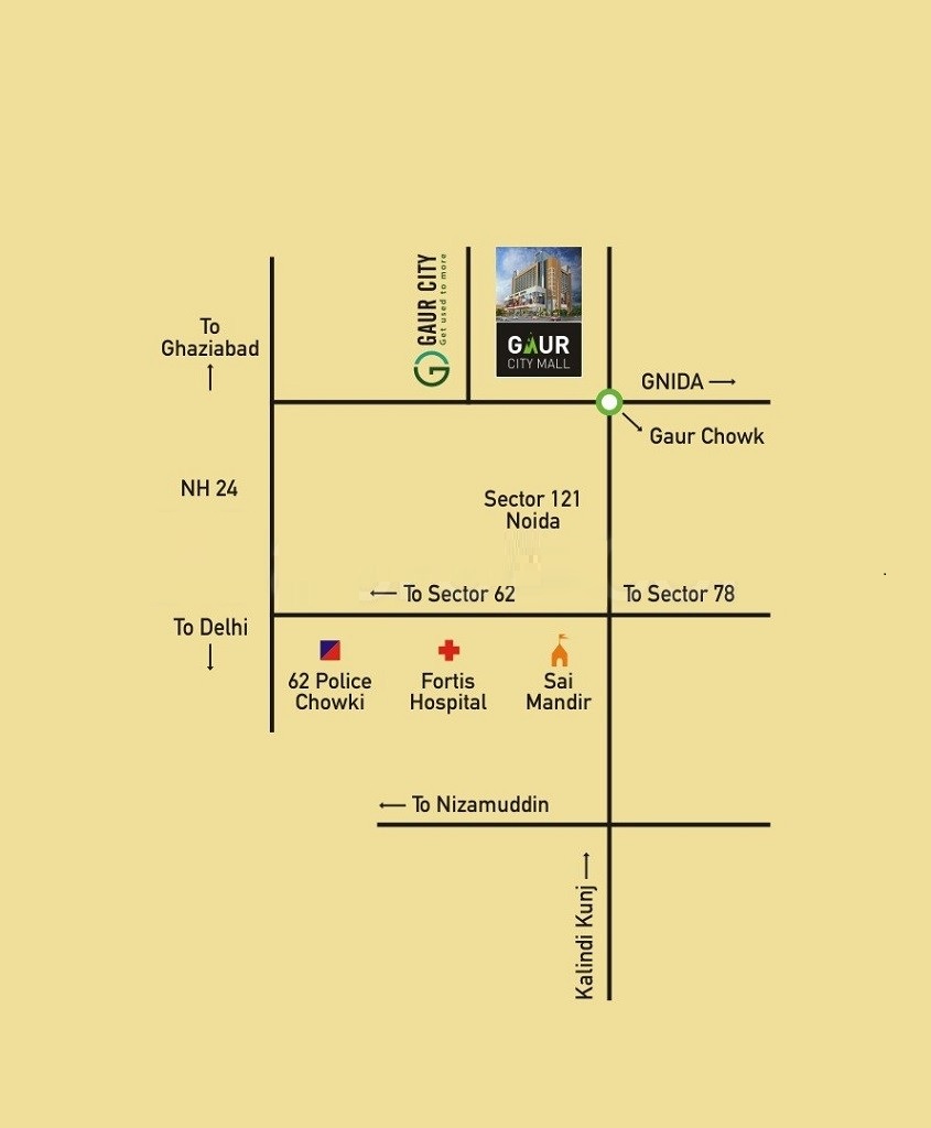 Gaur City Mall Location Map