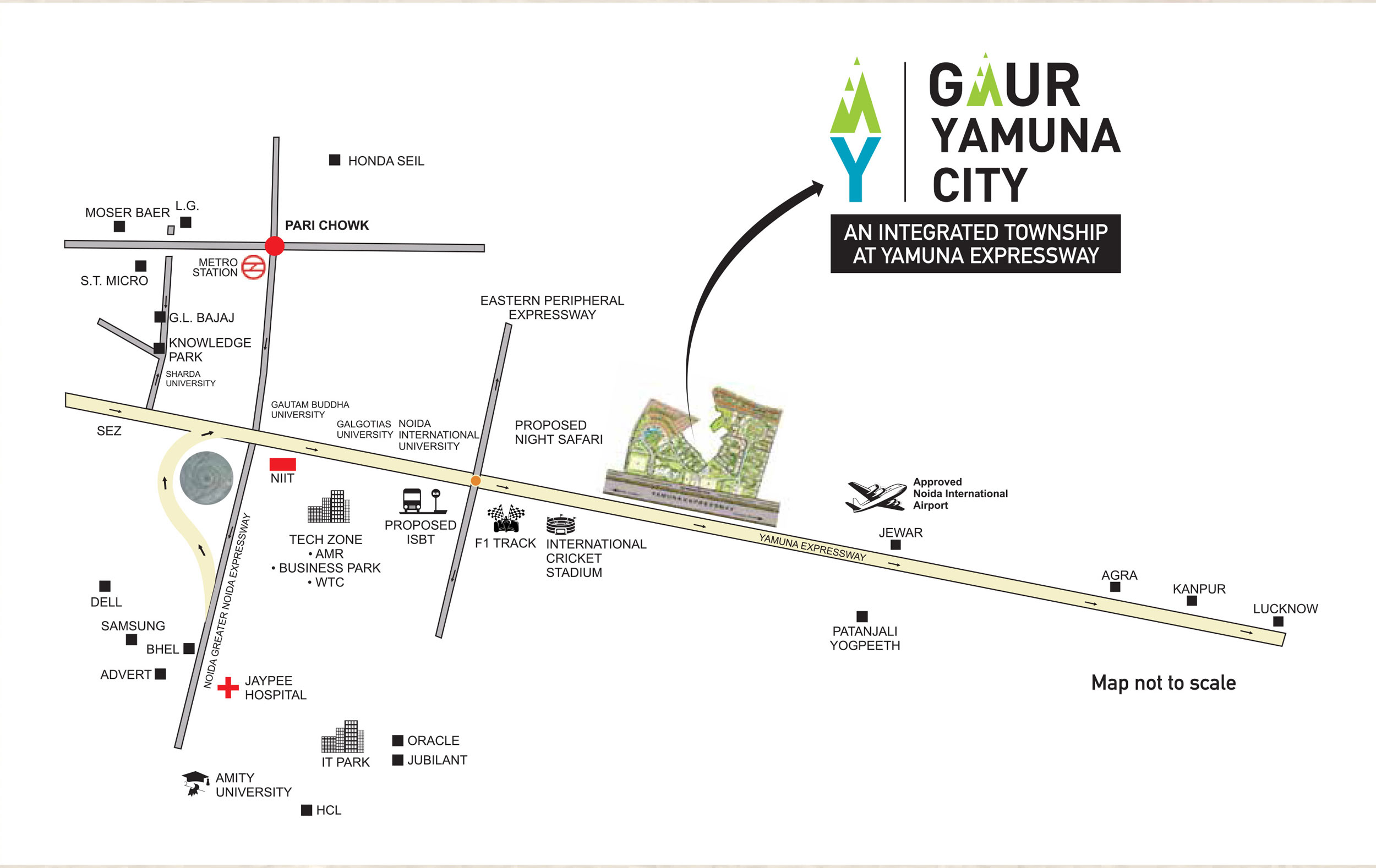 Gaur Yamuna City 6th Parkview Location Map