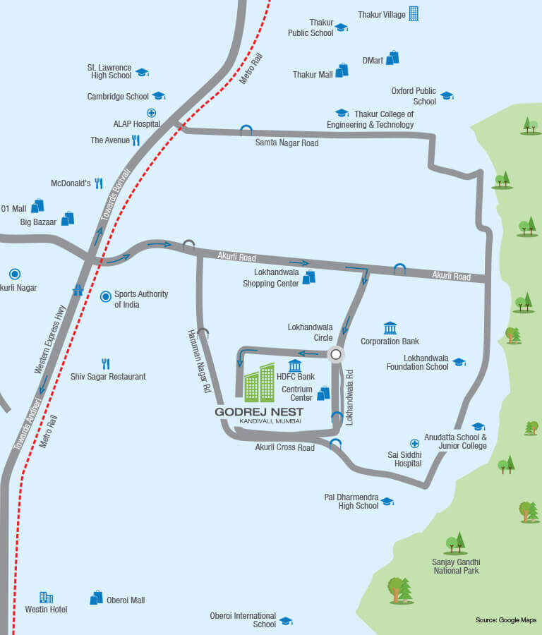 Godrej Nest Kandivali Location Map