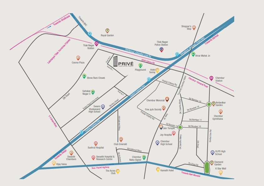 Godrej Prive Chembur Location Map