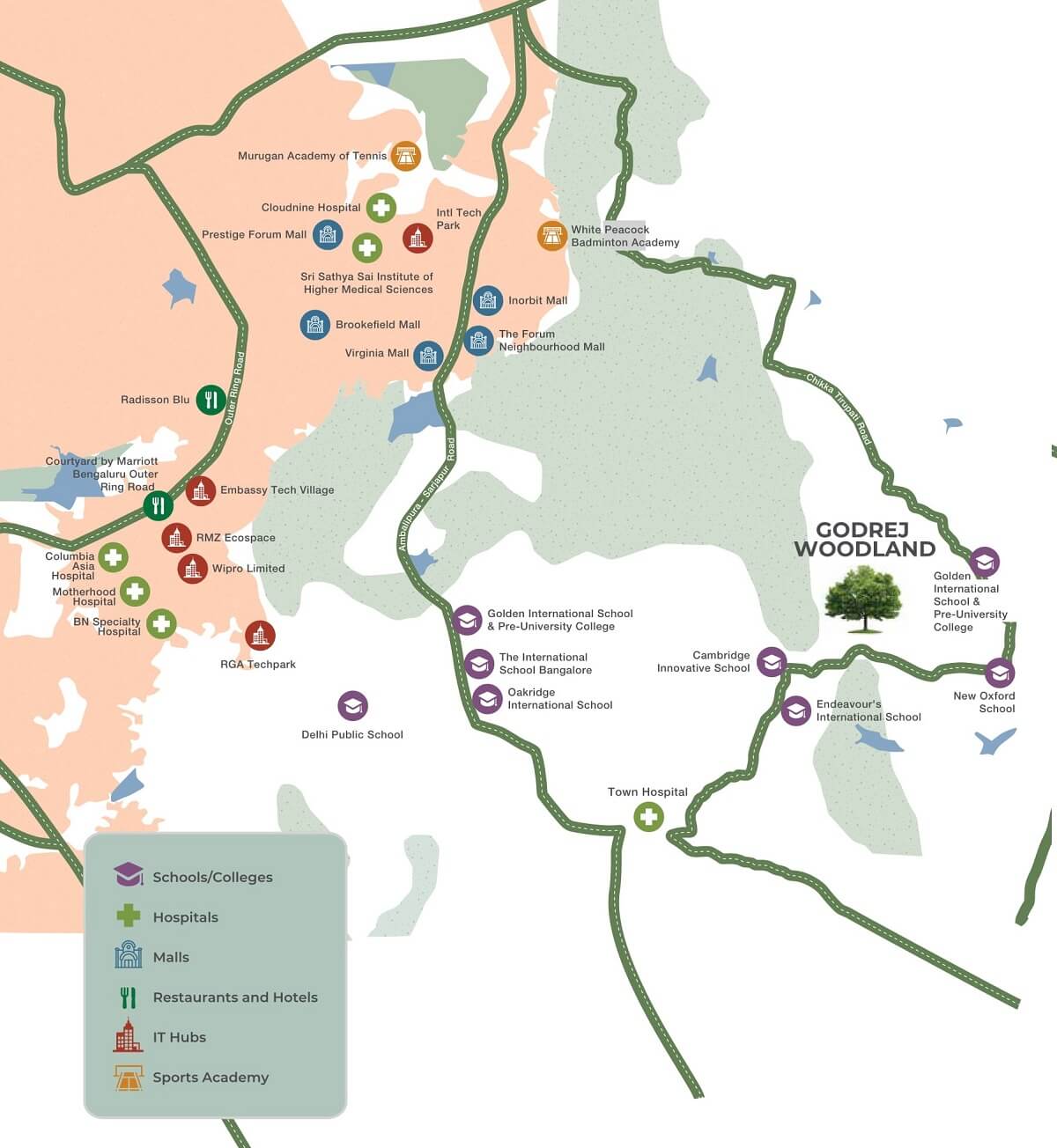 Godrej Woodland Location Map Sarjapur Road, Bangalore