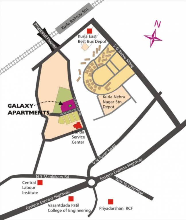 HDIL Galaxy Apartments Location Map Kurla East, Mumbai