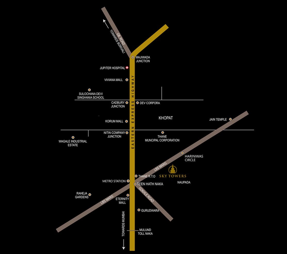 Highland Sky Towers Location Map Naupada, Thane
