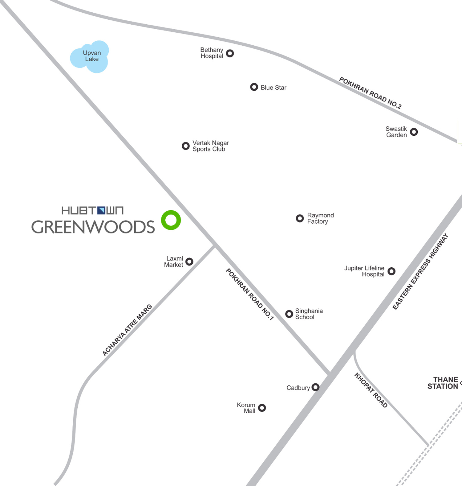 Hubtown Greenwoods Location Map