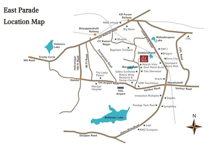 Jain Heights East Parade Location Map