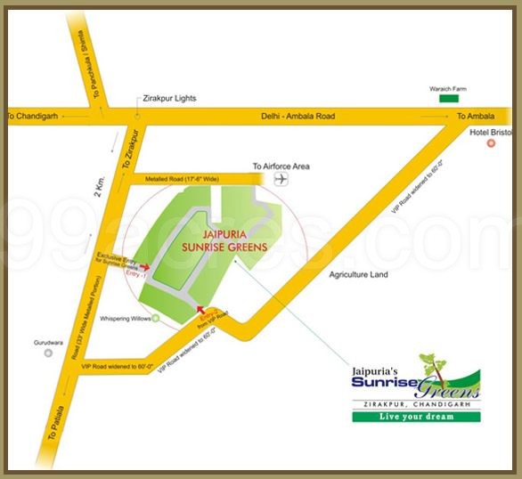 Jaipuria Sunrise Greens Chandigarh Location Map
