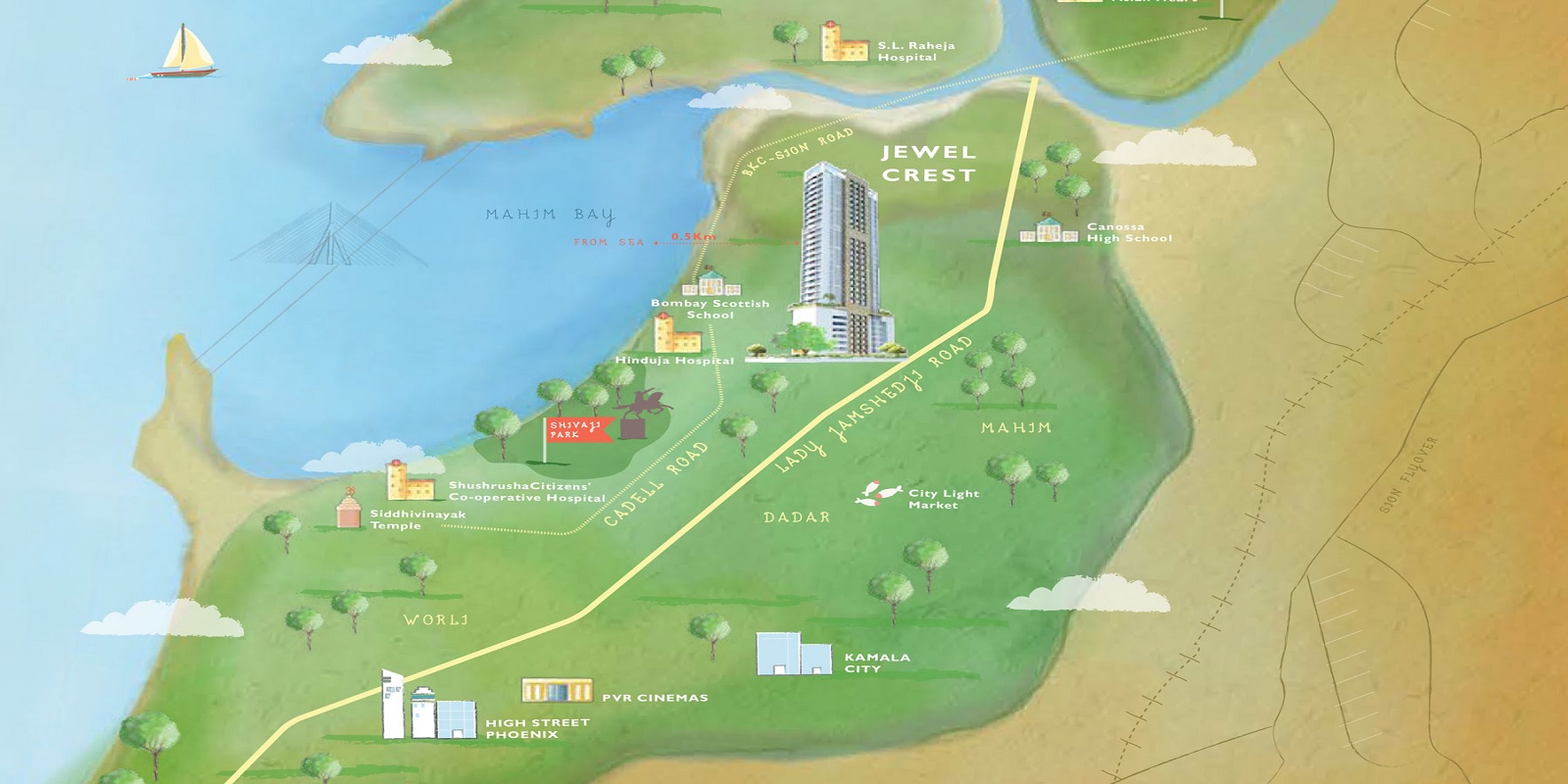 Jewel Crest Location Map Mahim, Mumbai