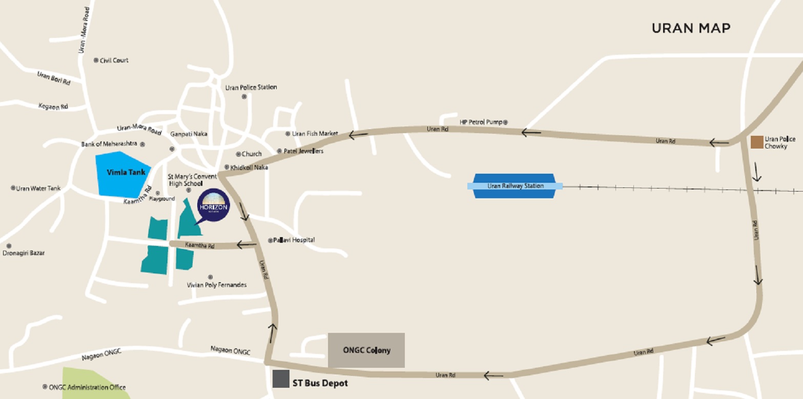 Kalpana Horizon Estate Location Map Uran, Mumbai