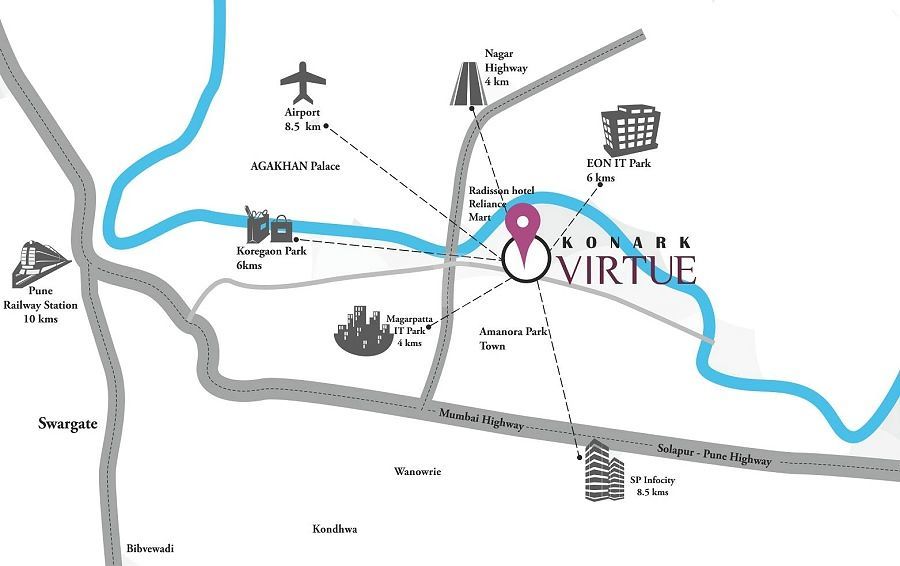 Konark Virtue Location Map Keshav Nagar, Pune
