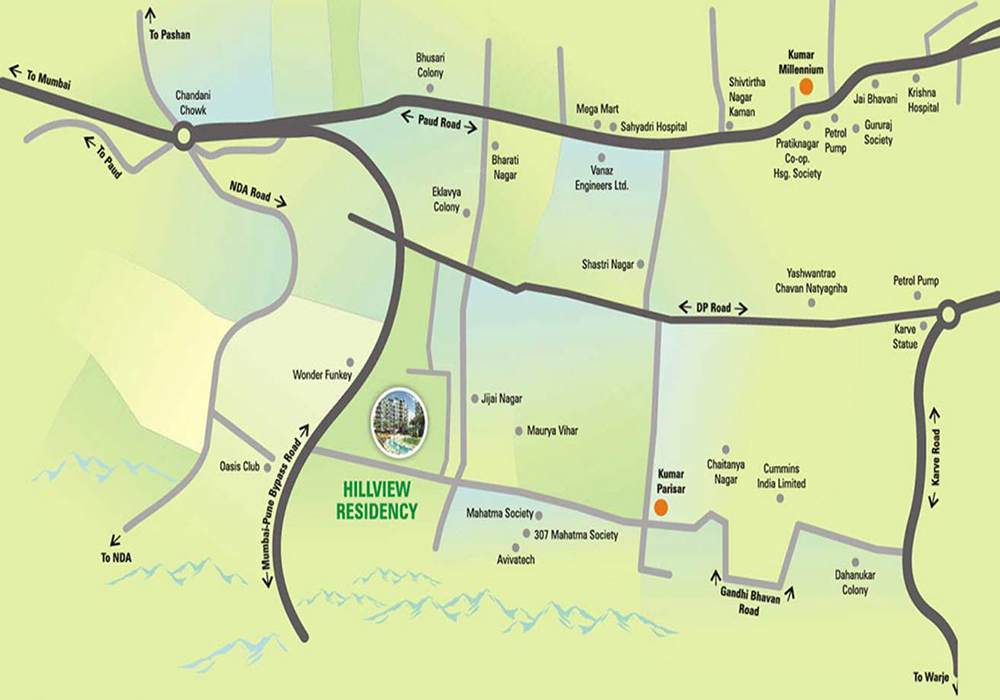 Kumar Hill View Residency Location Map