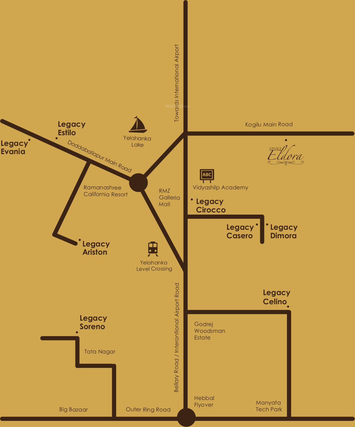 Legacy Eldora Location Map Kogilu, Bangalore