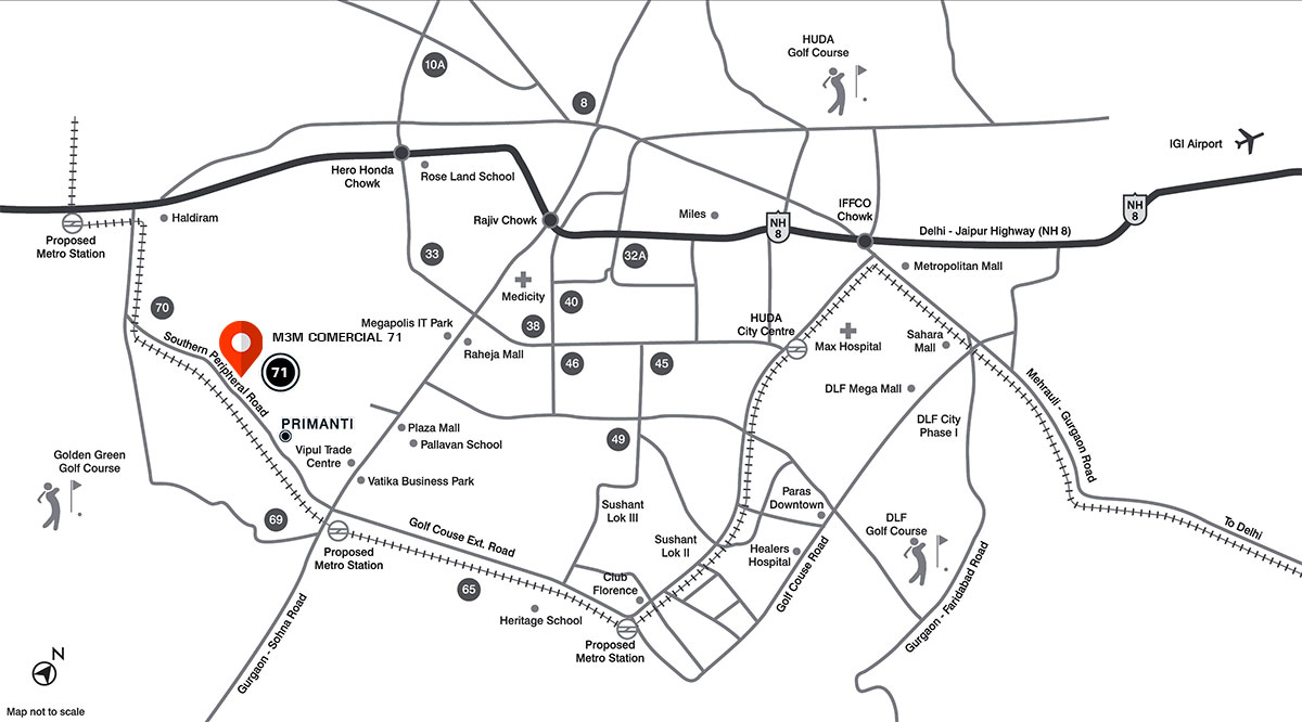 M3m Broadway Location Map
