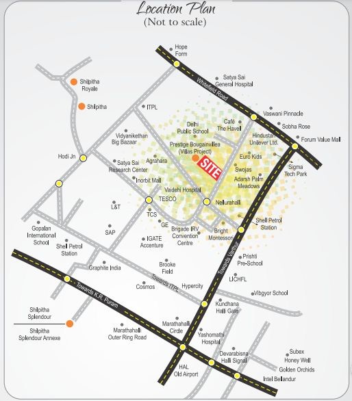 Maithri Shilpitha Sunflower Location Map Whitefield, Bangalore