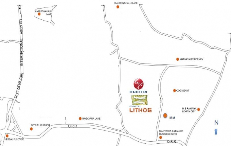 Mantri Manyata Lithos Location Map