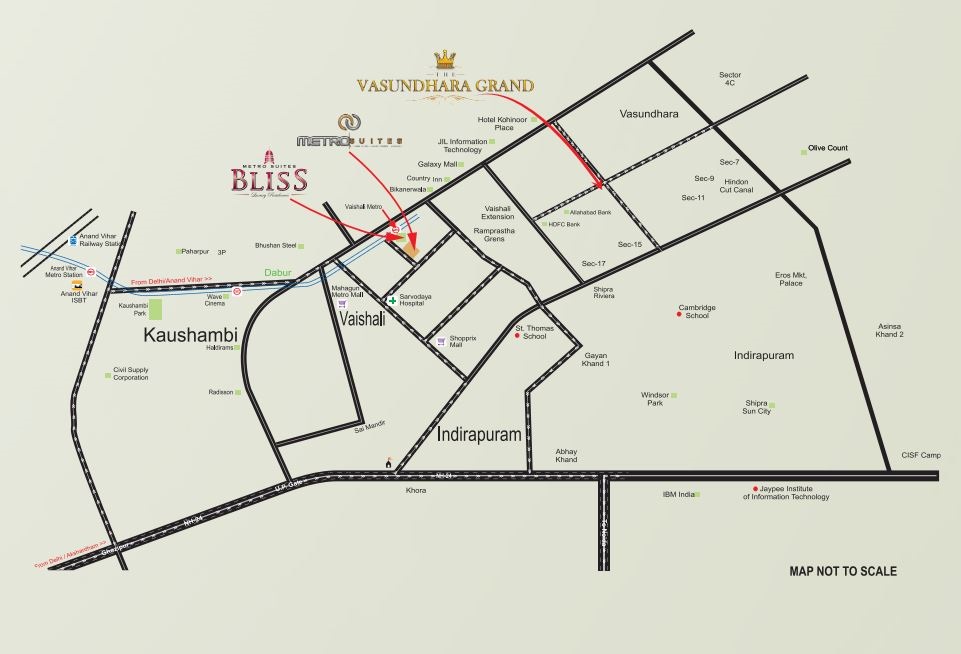 Nandini Metro Suites Bliss Location Map