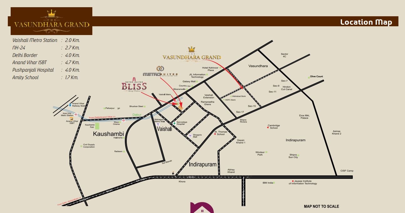Nandini The Vasundhara Grand Location Map