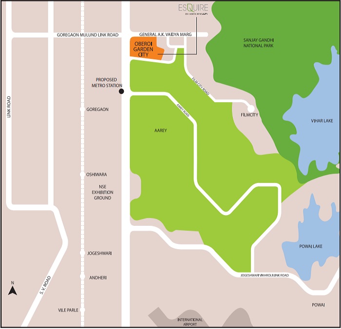Oberoi Esquire Location Map Goregaon East, Mumbai