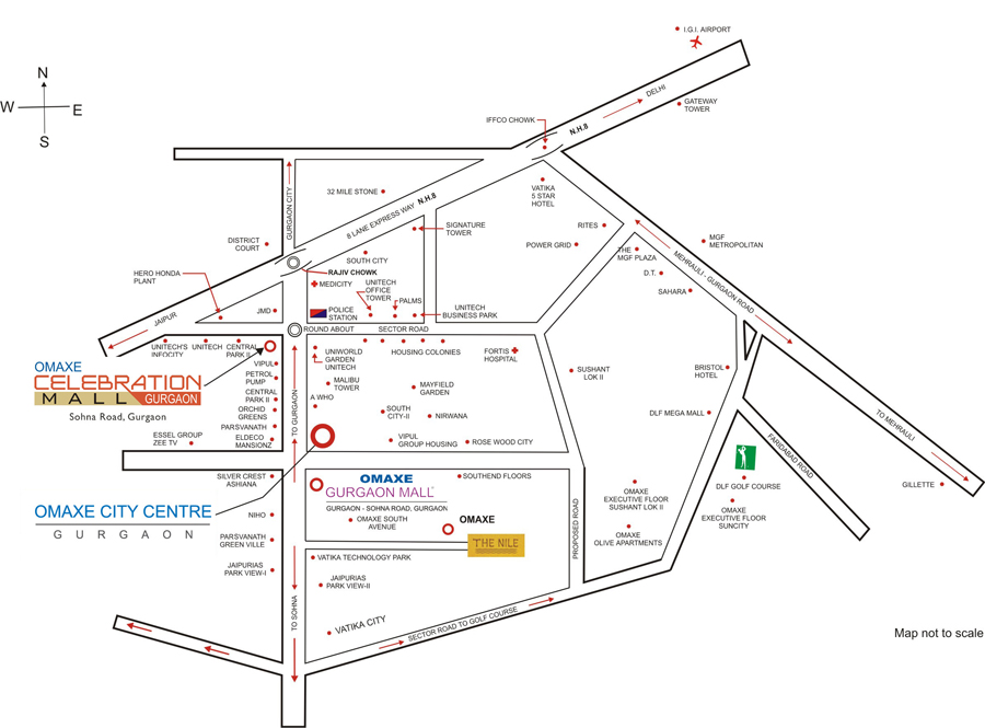 Omaxe Celebration Mall Location Map