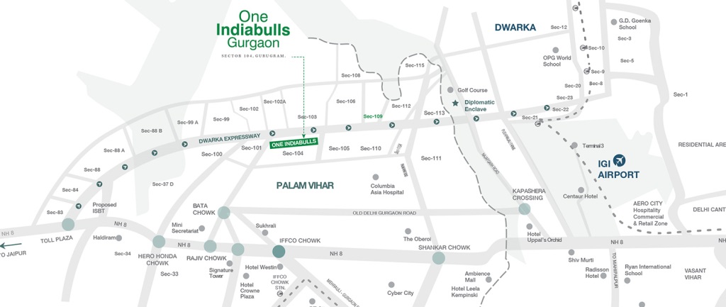 One Indiabulls Gurgaon Location Map