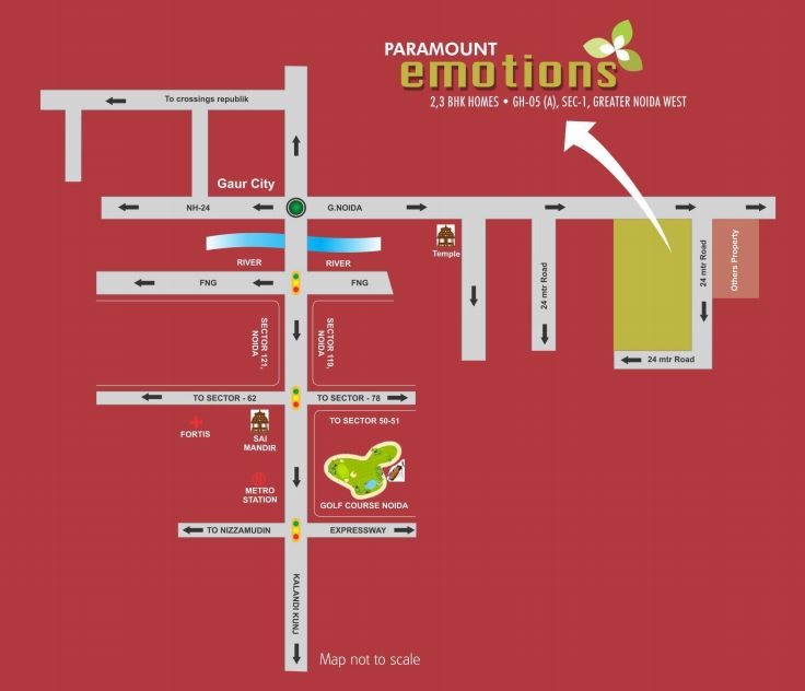 Paramount Emotions Location Map Noida Extension, Greater