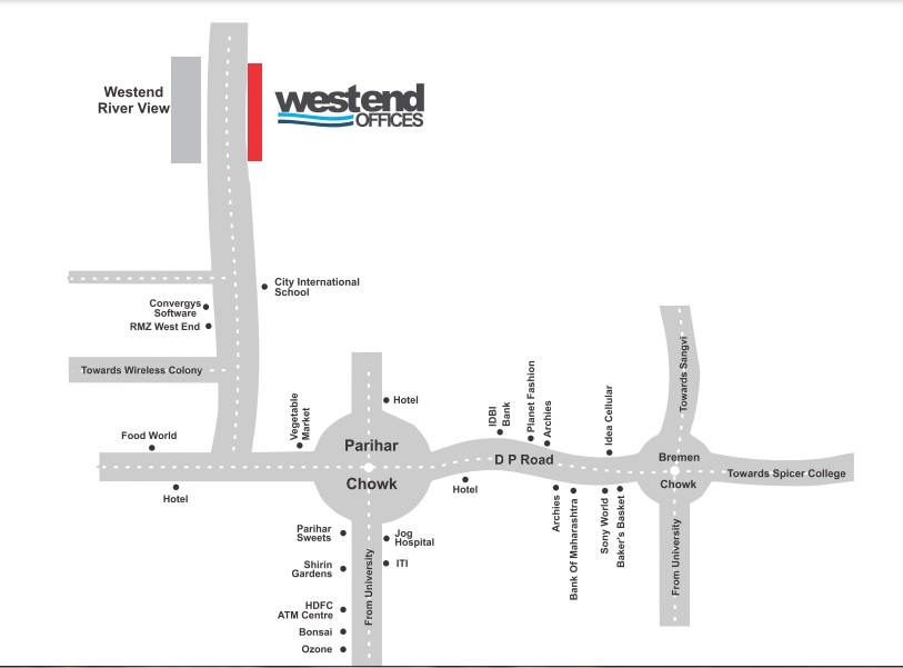 Paranjape Westend Offices Location Map