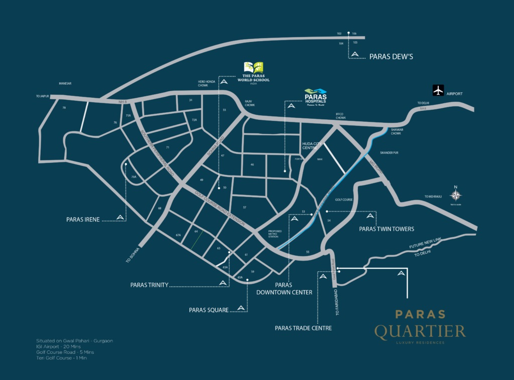 Paras Quartier Gwal Pahari location map