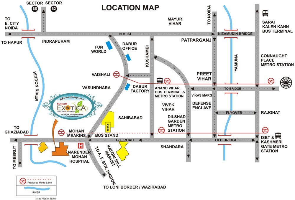 Parsvnath Exotica Location Map