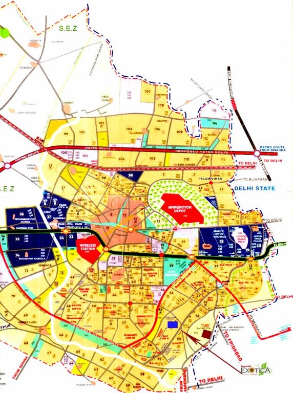 Parsvnath Exotica Gurgaon Location Map