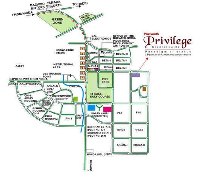 Parsvnath Privilege Location Map