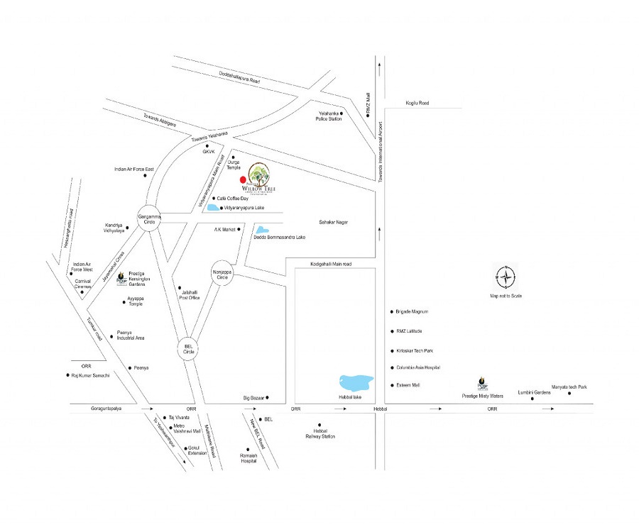 Prestige Willow Tree Location Map Vidyaranyapura Bangalore