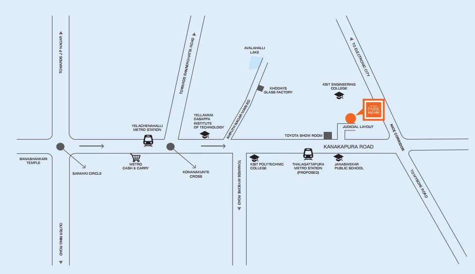 Provident Park Square Location Map Kanakapura Road, Bangalore
