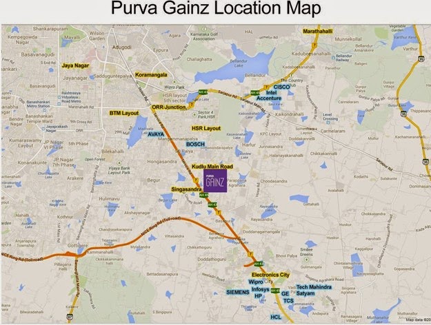 Purva Gainz Location Map