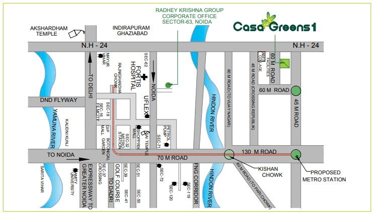 Radhey Casa Greens 1 Location Map