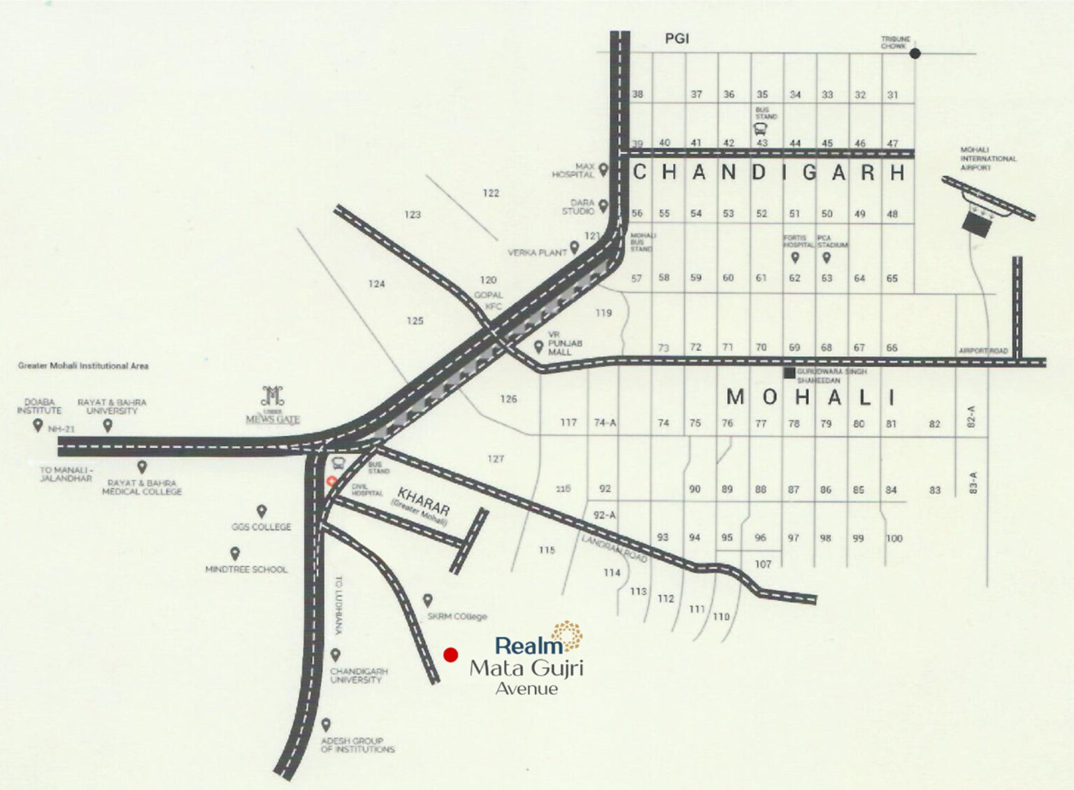 Realm Mata Gujri Avenue Location Map