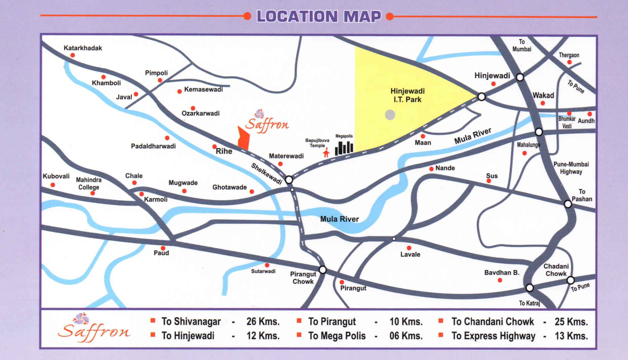 Rising Saffron Location Map Hinjewadi, Pune