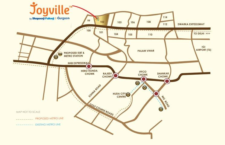 Shapoorji Pallonji Joyville Gurgaon Location Map